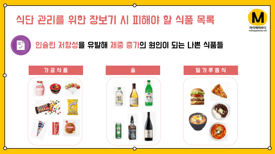 식단 관리를 위한 장보기 시 피해야 할 식품 목록