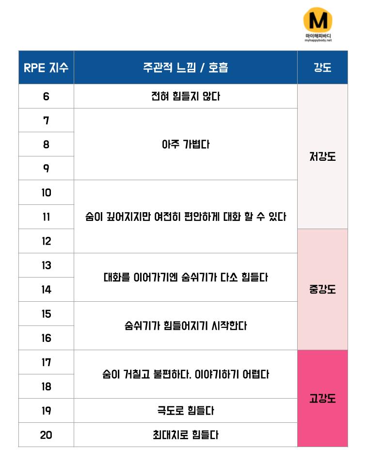 노인 운동 운동자각도